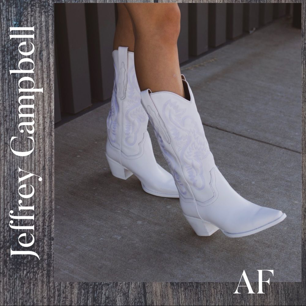 JEFFREY CAMPBELL FOR FREE PEOPLE DAGGET COWBOY BOOTS WHITE NEW